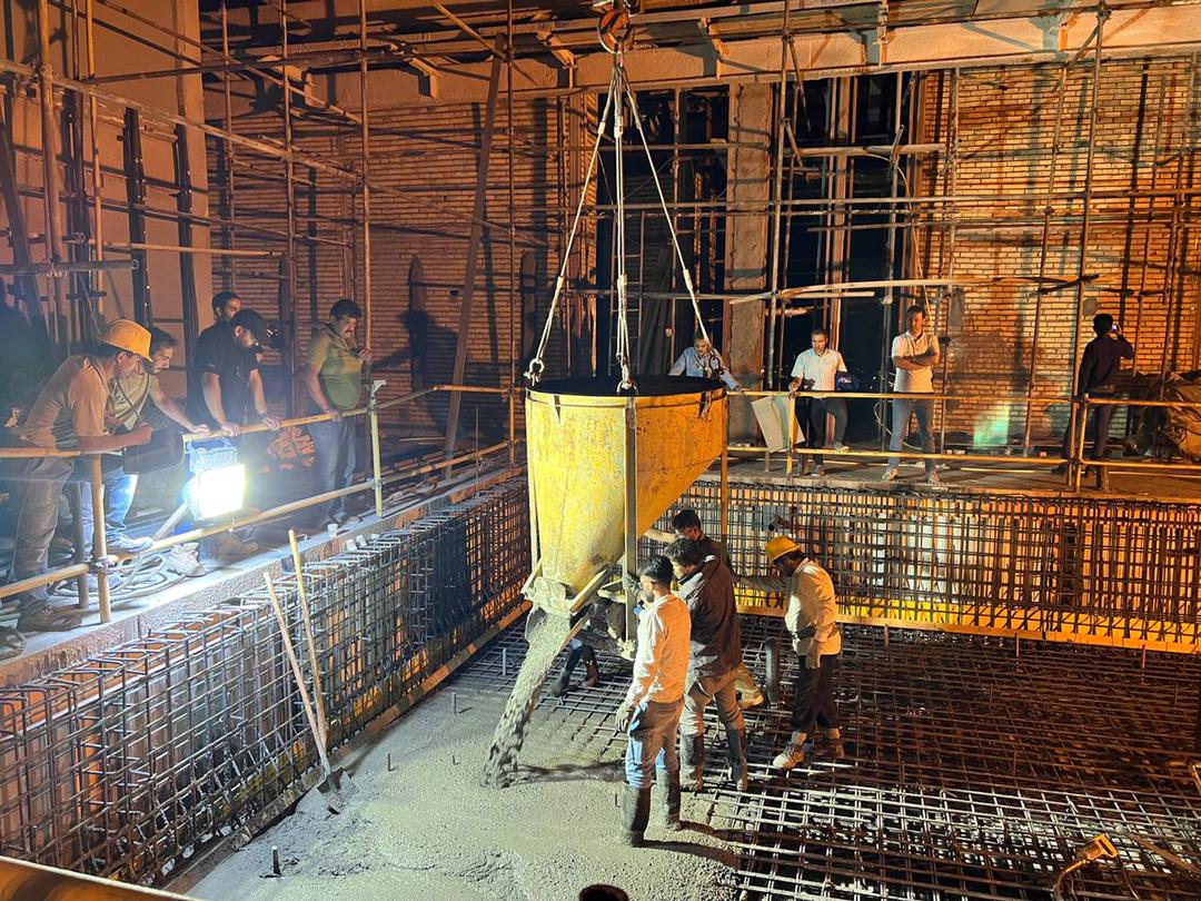 Pouring concrete for the swimming pool of Kooh Noor Tower